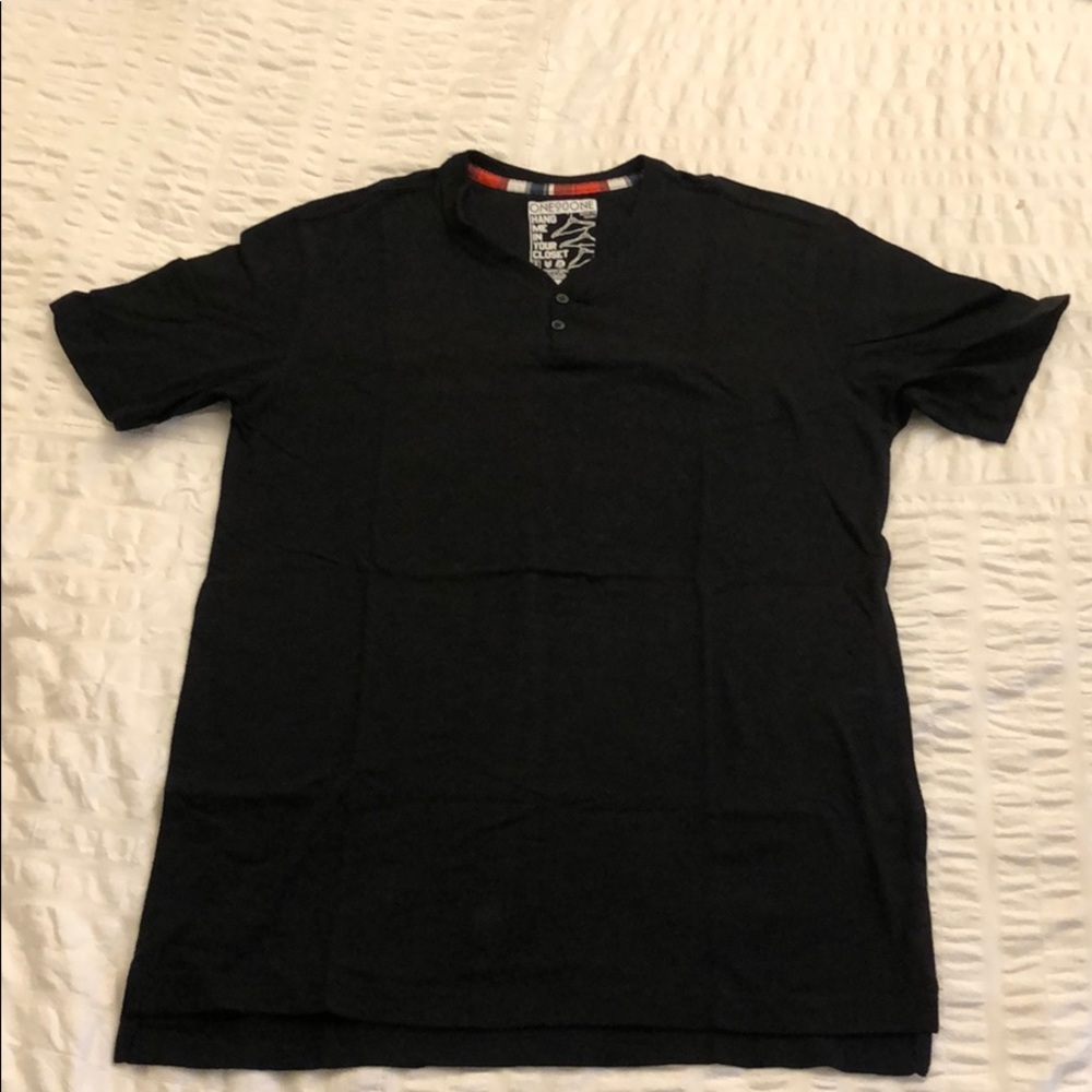 Black 2 button Henley T-Shirt